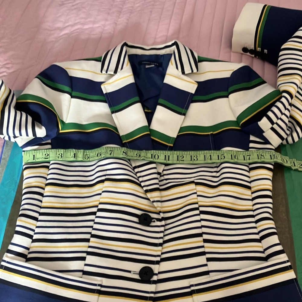 Colorful striped fitted Hilfiger blazer business casual office wear EUC 8 - Picture 10 of 12